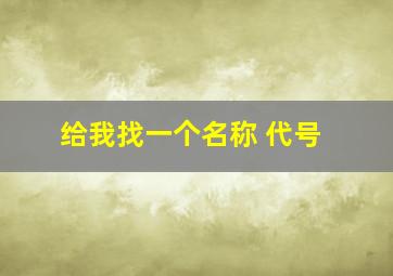 给我找一个名称 代号